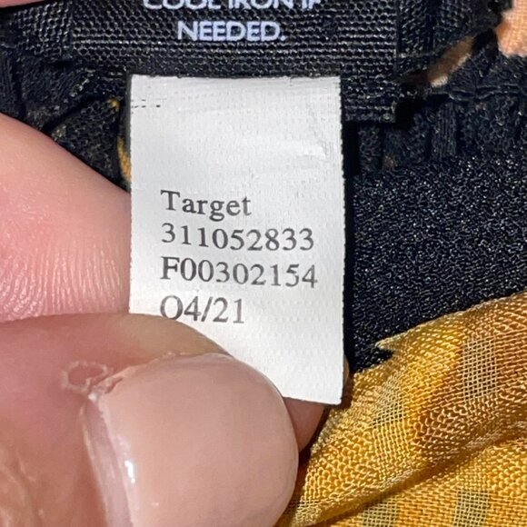 Who What Wear Black Orange Peach Gold Yellow Floral Elastic Waist Skirt Size XS - Picture 7 of 9